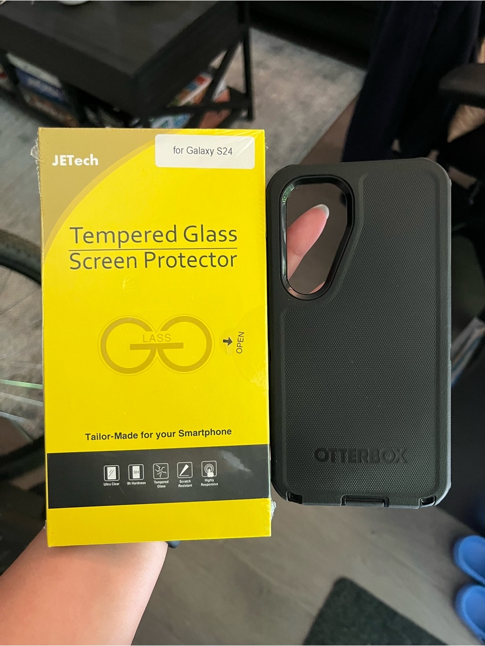 Samsung S24 OtterBox Black Phone Case with Screen Protector